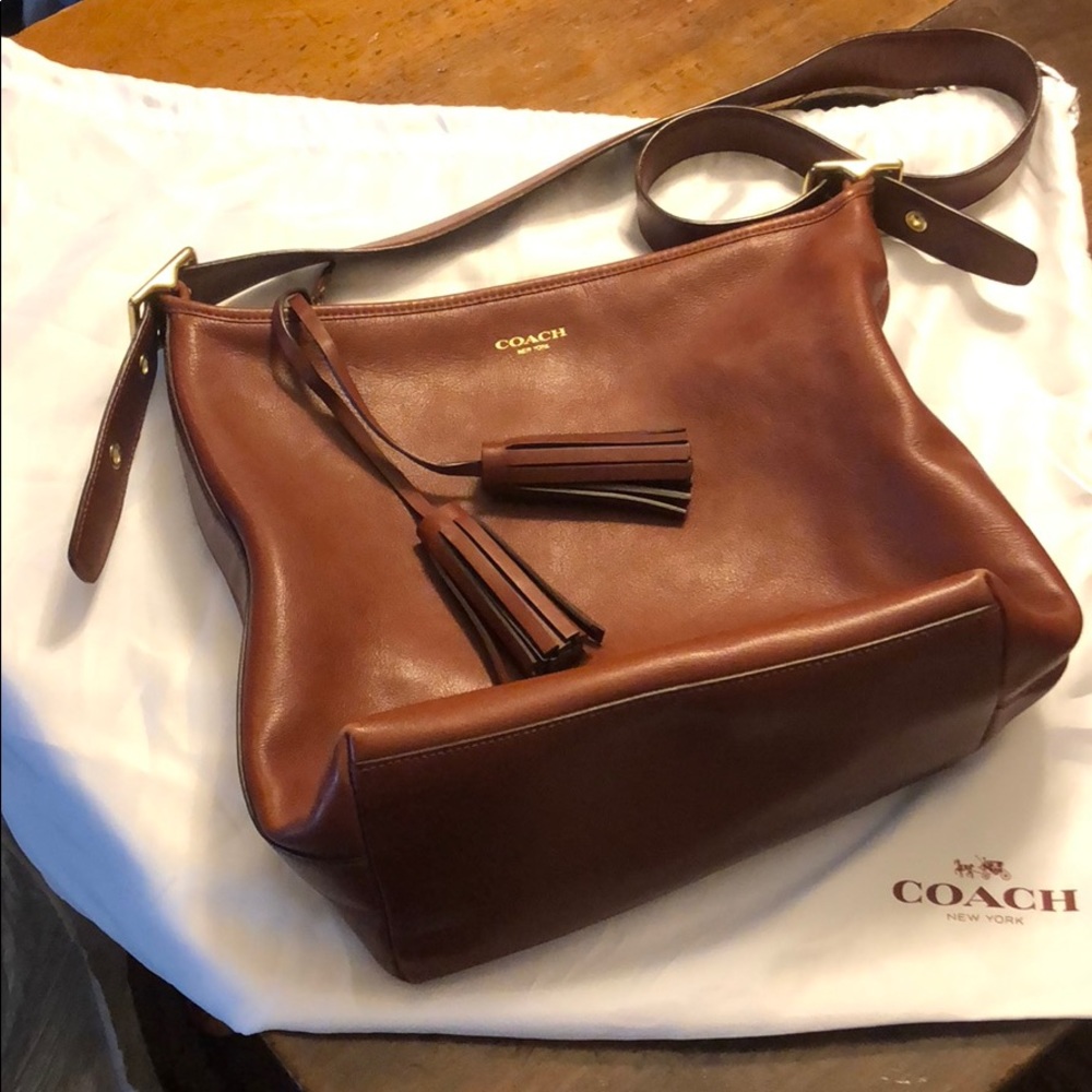 Authentic brown leather coach bag